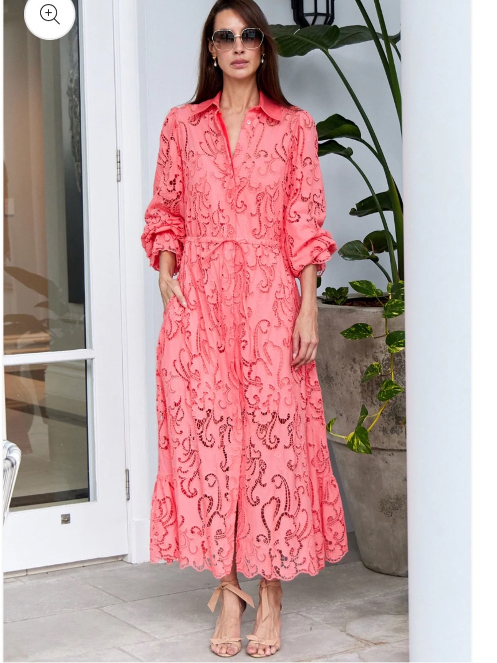 Evi Grintela Dress Judy Lace The Shirt Dress Midi in Peach